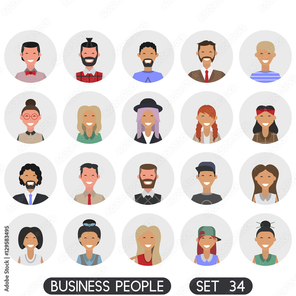 Avatar flat design icons. People icons. Vector illustration. Business people set 34 Avatar flat design icons. People icons. Vector illustration. Business people set 34