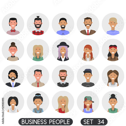 Avatar flat design icons. People icons. Vector illustration. Business people set 34