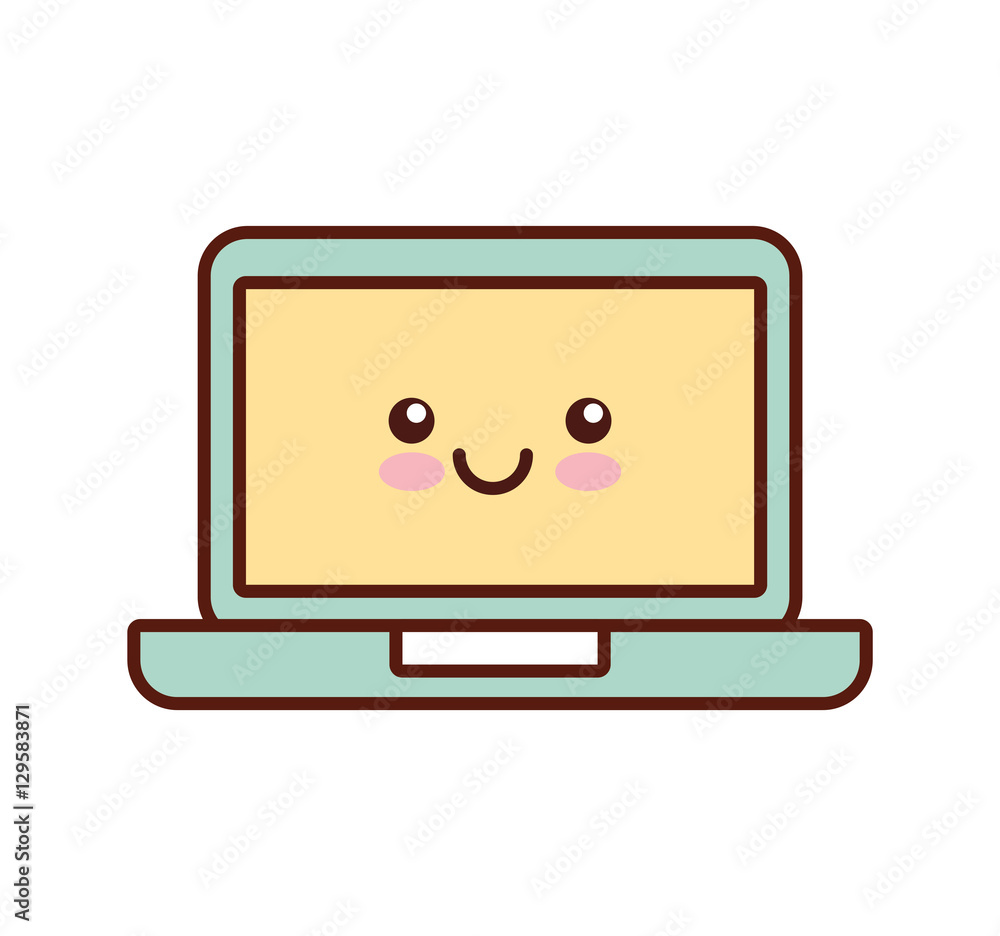 laptop computer isolated kawaii style icon vector illustration design laptop computer isolated kawaii style icon vector illustration design