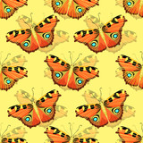 Seamless pattern with butterfly peacock.  illustration