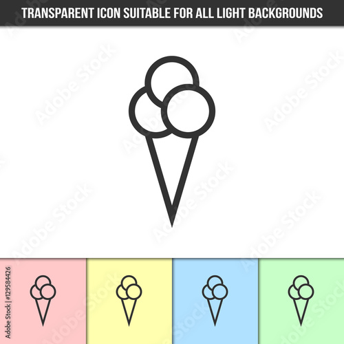 Simple outline transparent ice cream icon on different types of light backgrounds