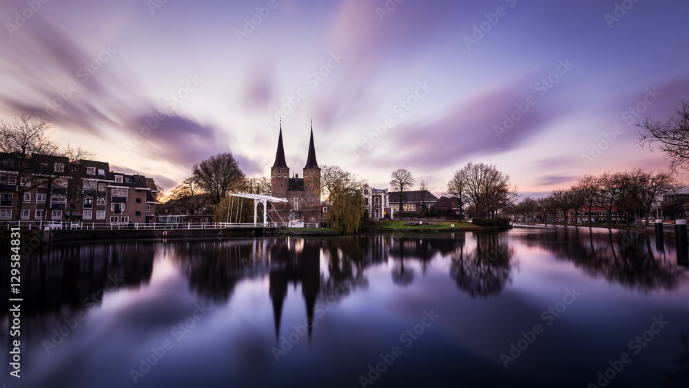 Delft holland canal sunrise