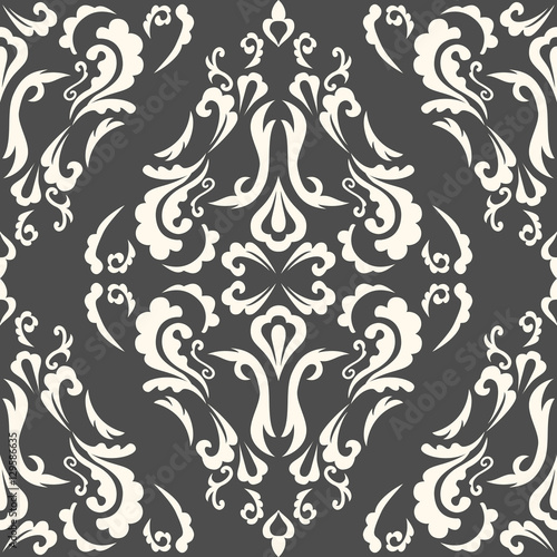 Damask seamless classic pattern. Vintage Baroque delicate background. Classic ornament for wallpapers, textile, fabric. Exquisite floral baroque template.