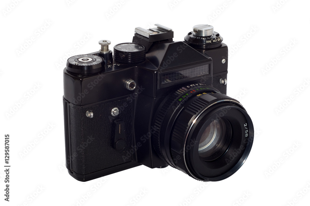 Old single lens reflex camera isolated Old single lens reflex camera isolated