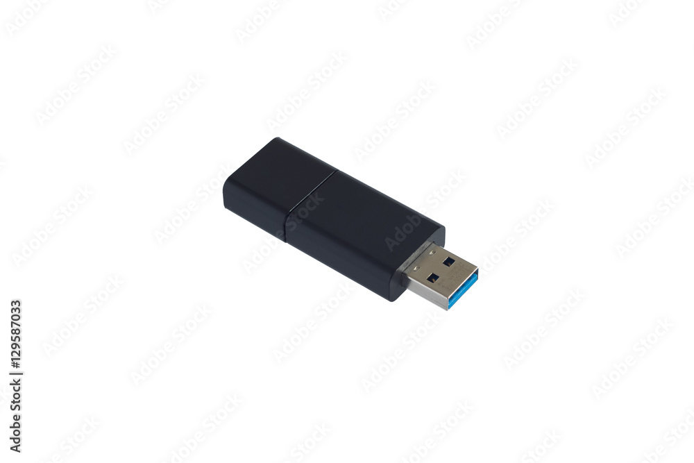 Black USB key isolated Black USB key isolated