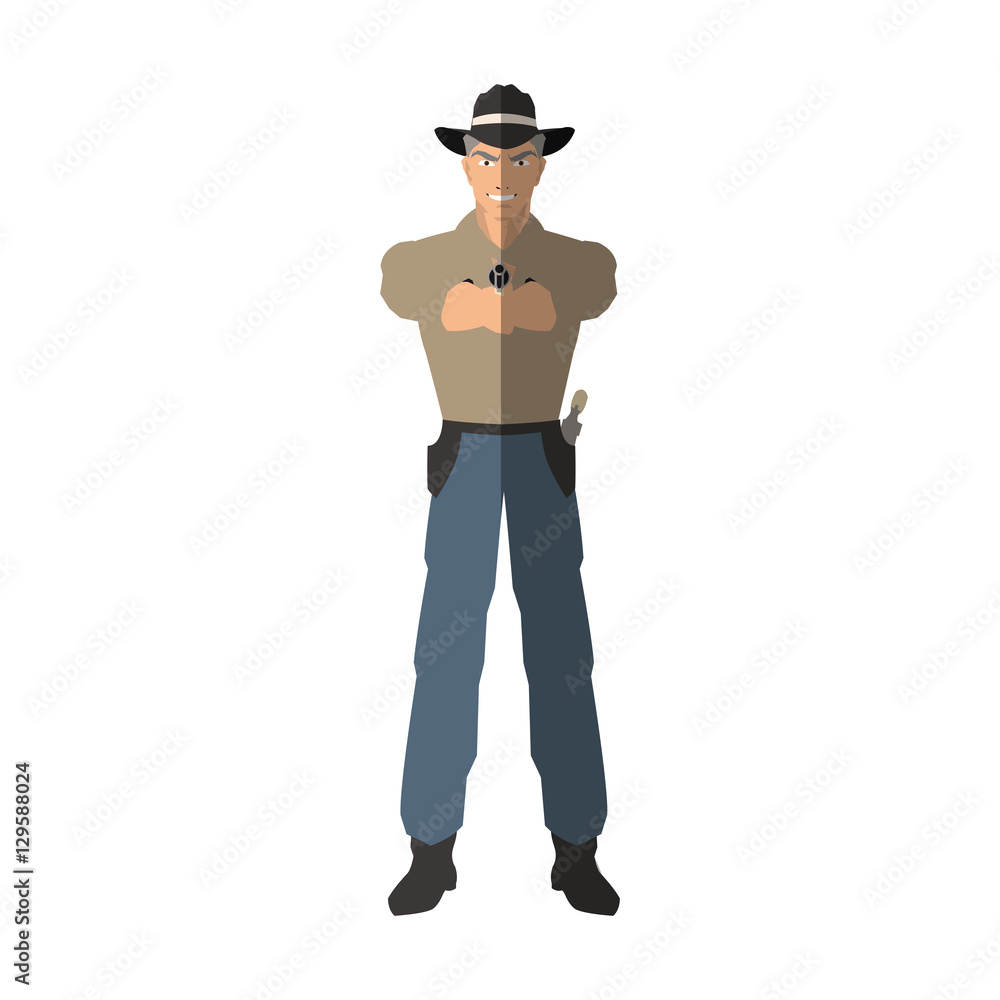 Cowboy cartoon icon. Man sheriff pop art and comic theme. Isolated design. Vector illustration