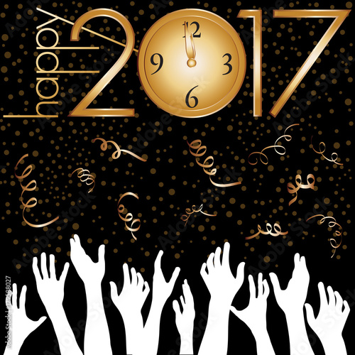 Happy 2017 Crowd on black