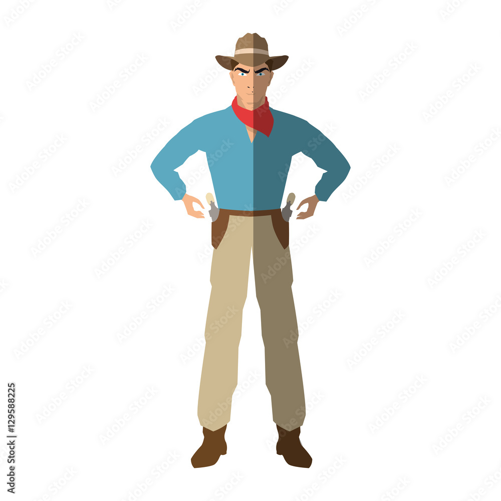 Cowboy cartoon icon. Man sheriff pop art and comic theme. Isolated design. Vector illustration