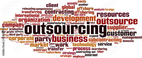Outsourcing word cloud concept. Vector illustration