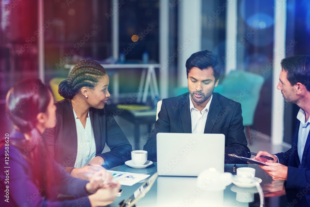Fototapeta premium Group of businesspeople interacting with each other in meeting
