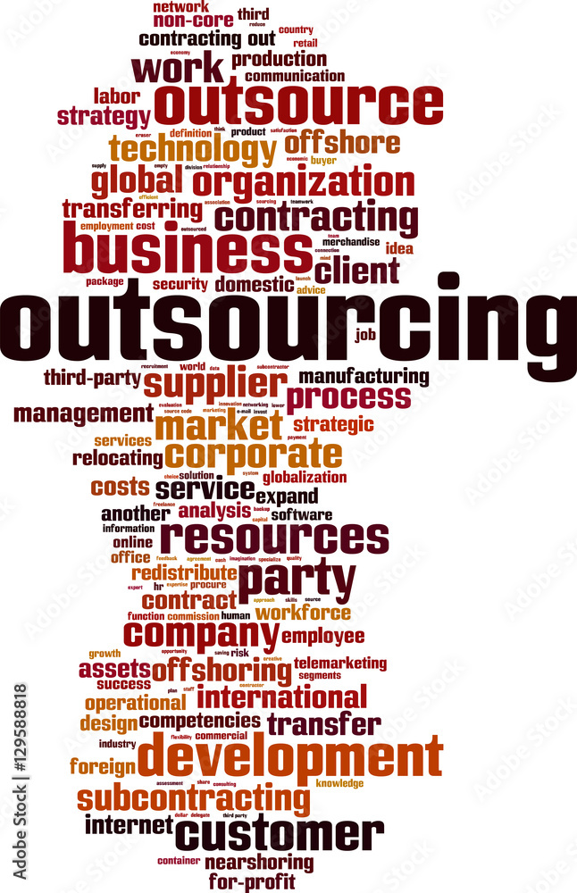 Outsourcing word cloud concept. Vector illustration