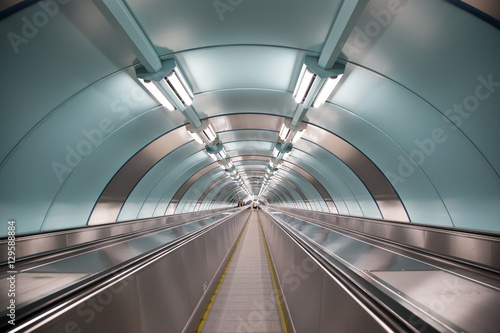 Escalator, moving ramp in subway