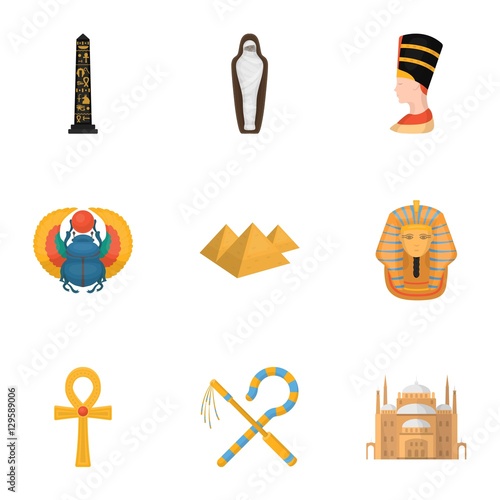 Ancient Egypt set icons in cartoon style. Big collection of ancient Egypt vector symbol stock illustration