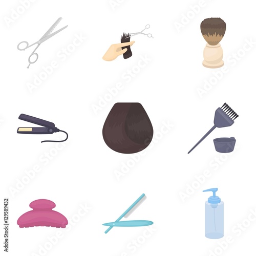 Hairdresser set icons in cartoon style. Big collection of hairdresser vector symbol stock illustration