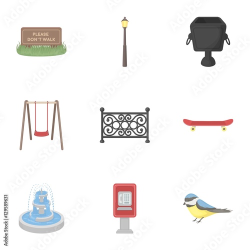 Park set icons in cartoon style. Big collection of park vector symbol stock illustration
