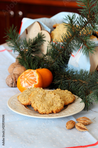 Homemade oatmeal cookies, baked in the New Year's holidays..