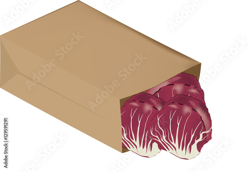 sacchetto di carta con ortaggi insalata radicchio