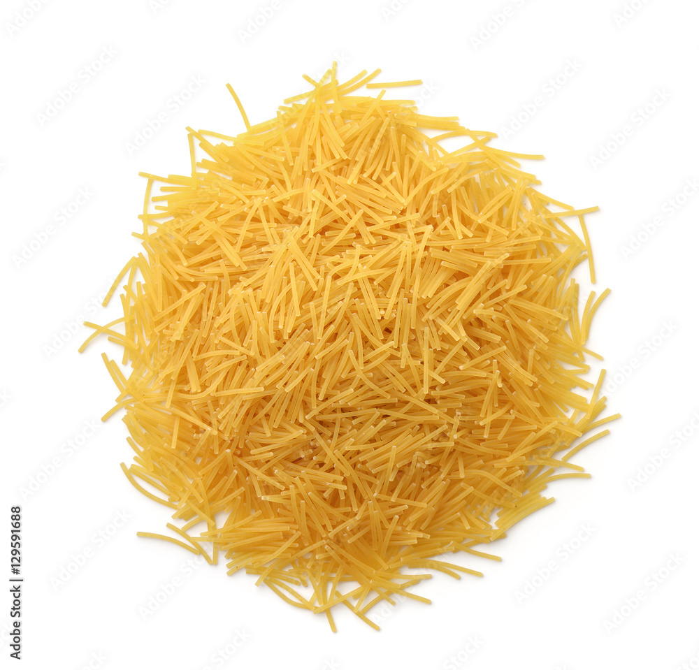Top view of uncooked vermicelli pasta