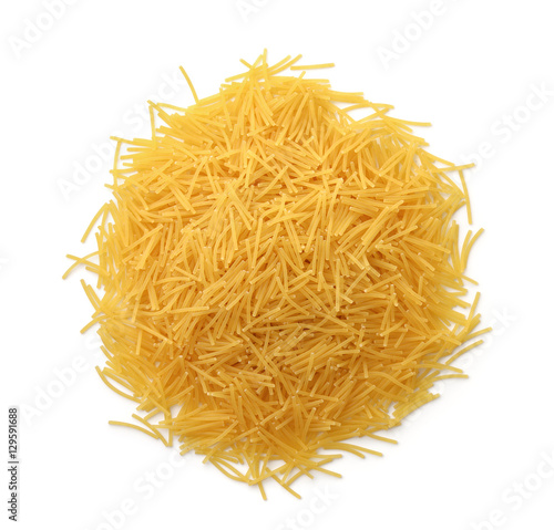 Top view of uncooked vermicelli pasta photo