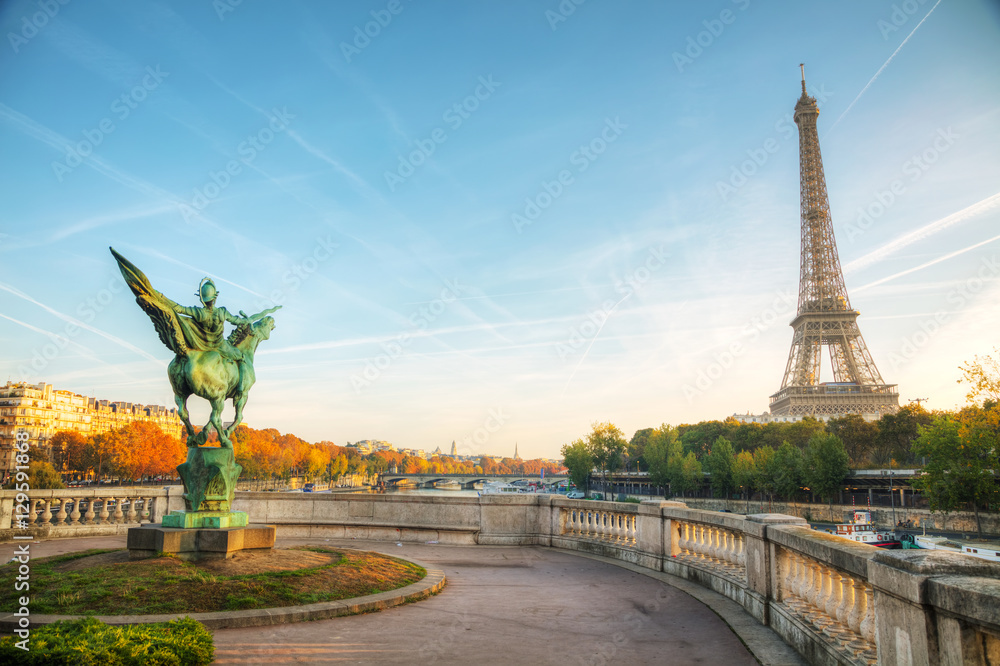 Cityscape with the Eiffel tower
