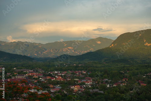 top view from Phusi hil in Luangprabang Lao