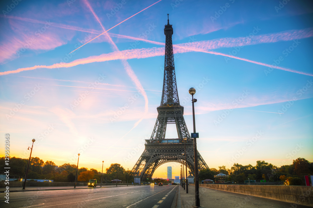 Cityscape with the Eiffel tower