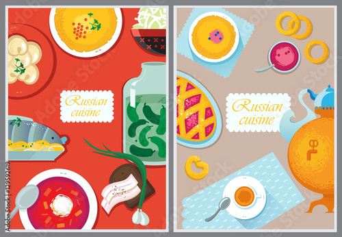 Set Russian national food. Food illustration