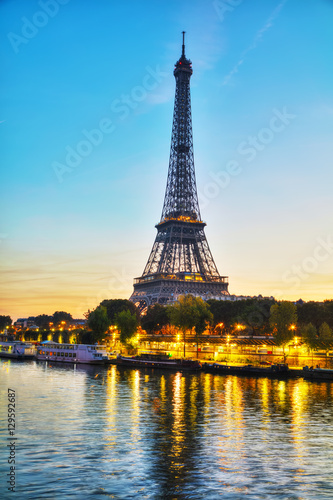 Cityscape with the Eiffel tower in Paris, France