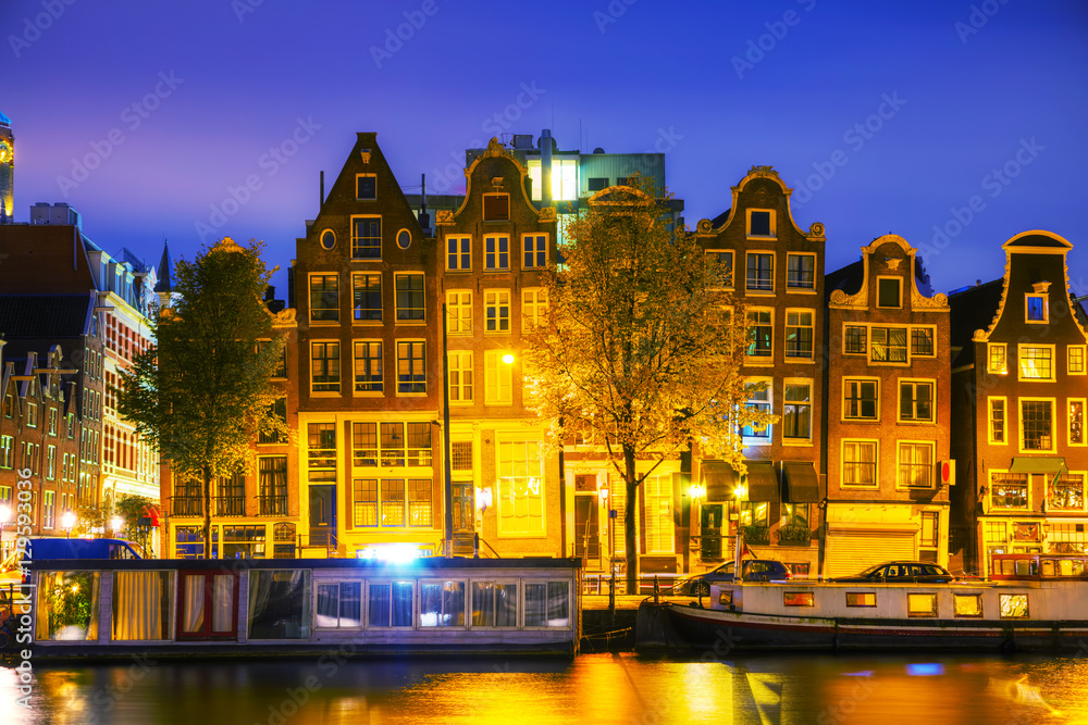 Amsterdam city view with Amstel river
