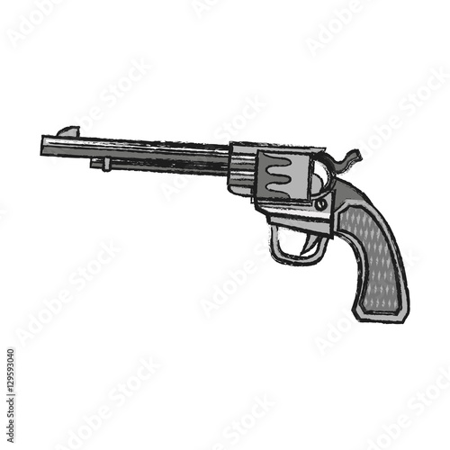 Gun icon. Pistol weapon handgun danger and firearm theme. Isolated design. Vector illustration