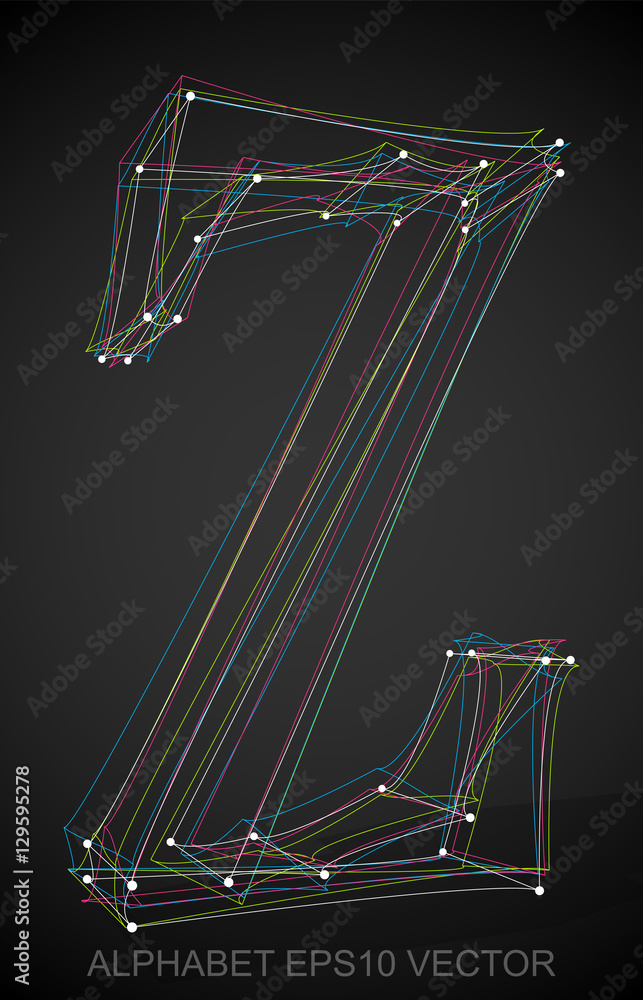 Obraz premium Vector illustration of a Multicolor sketched Z. Hand drawn 3D Z.