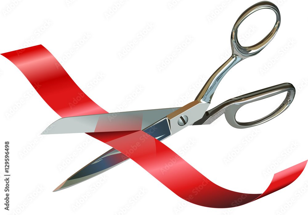 Scissors Cutting Ribbon Scissors Cutting Ribbon