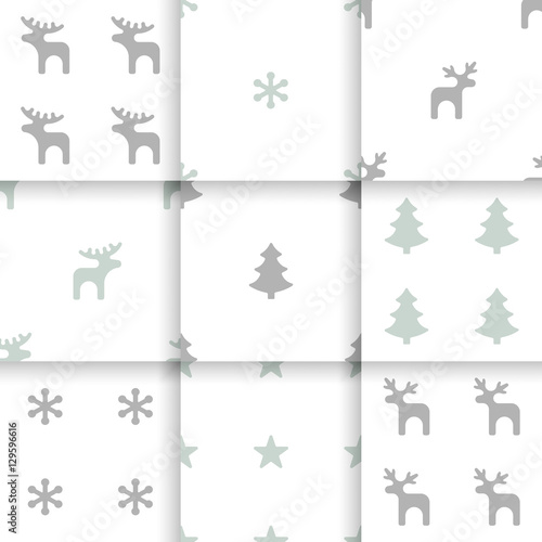 Set of Scandinavian trend seamless pattern. Minimalistic vector seamless pattern perfect for wallpaper, textil cotton print, bed linen, holiday package or wrapping paper.