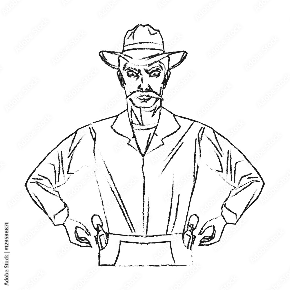 Cowboy cartoon icon. Man sheriff pop art and comic theme. Isolated design. Vector illustration Cowboy cartoon icon. Man sheriff pop art and comic theme. Isolated design. Vector illustration