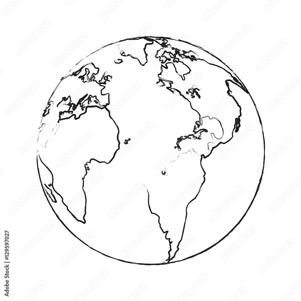 Obraz premium Planet sphere icon. Earth world globe ocean and universe theme. Isolated design. Vector illustration