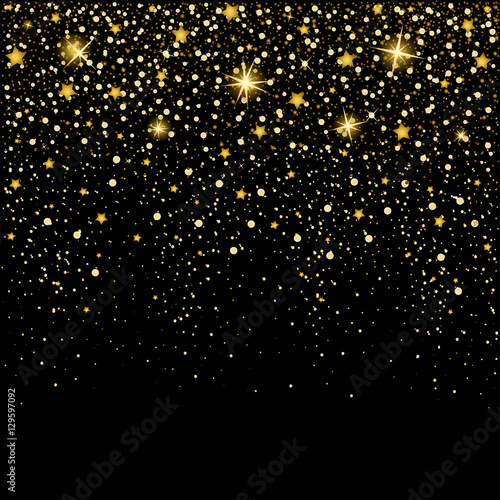 eps 10 vector premium golden glitter background. Shiny falling stars luxury calendar cover, banner, poster, brochure,leaflet,booklet,magazine cover, greeting card, wallpaper template for web and print