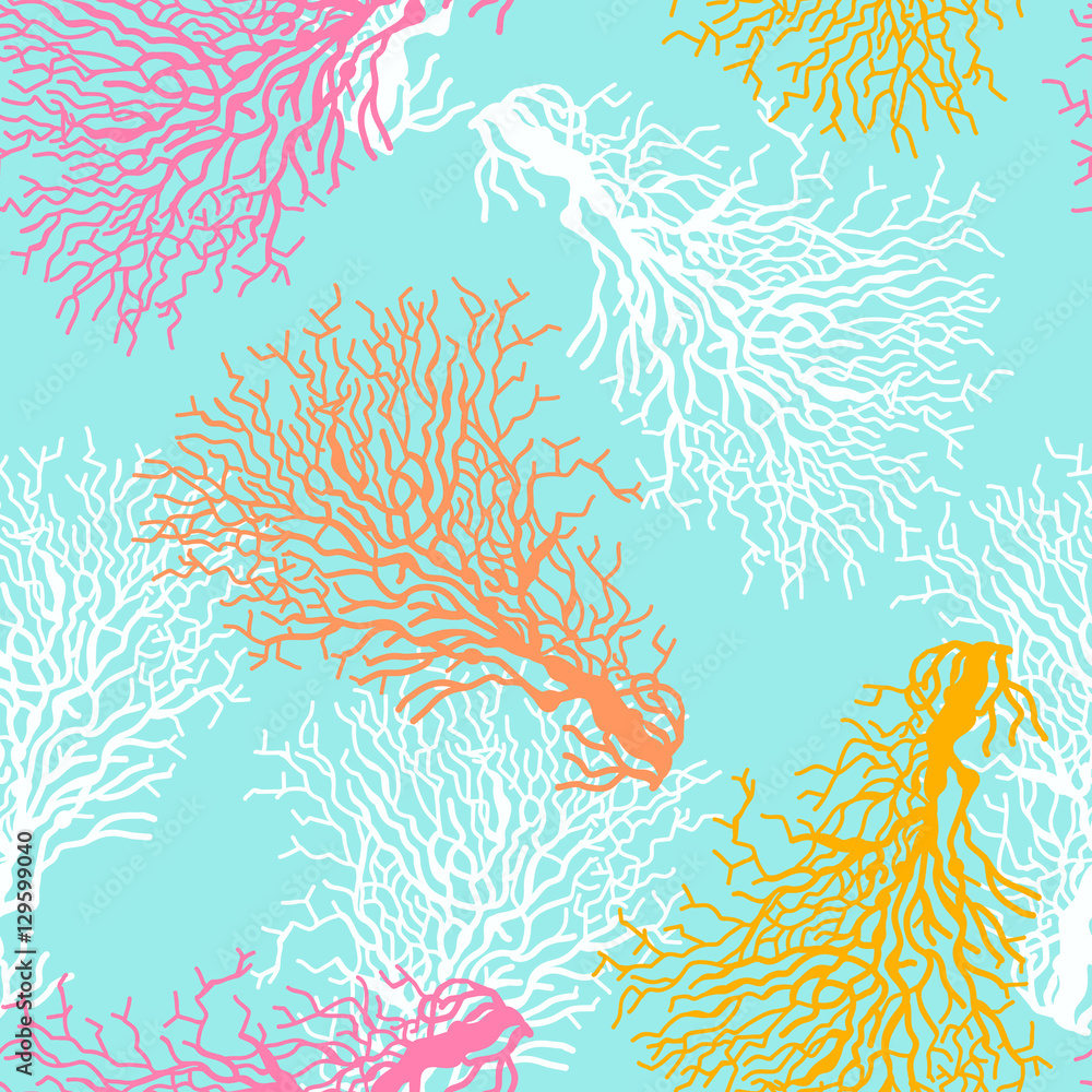Naklejka premium Seamless pattern with colorful coral reef.