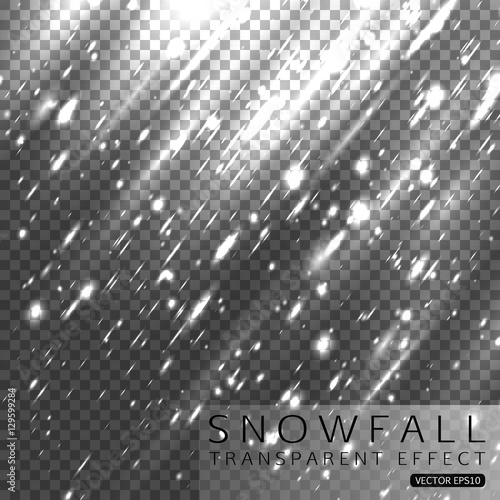 Isolated Christmas falling snow overlay on transparent background. Vector illustration