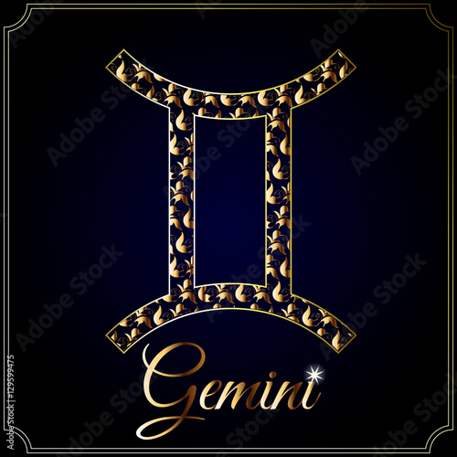 Astrological zodiac sign of the golden curls and pattern. Gemini