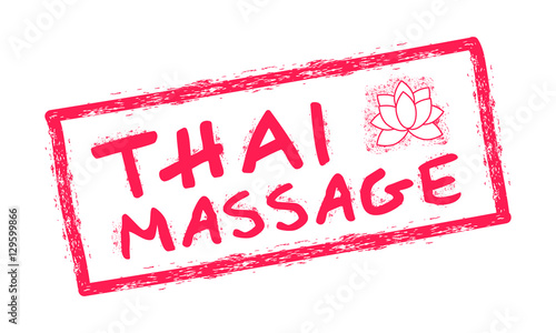 Thai massage symbol. Thai massage stamp with a Lotus flower. Reflexology. Stock vector. Flat design. 