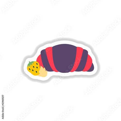 croissant Vector illustration in paper sticker style strawberry chocolate croissant