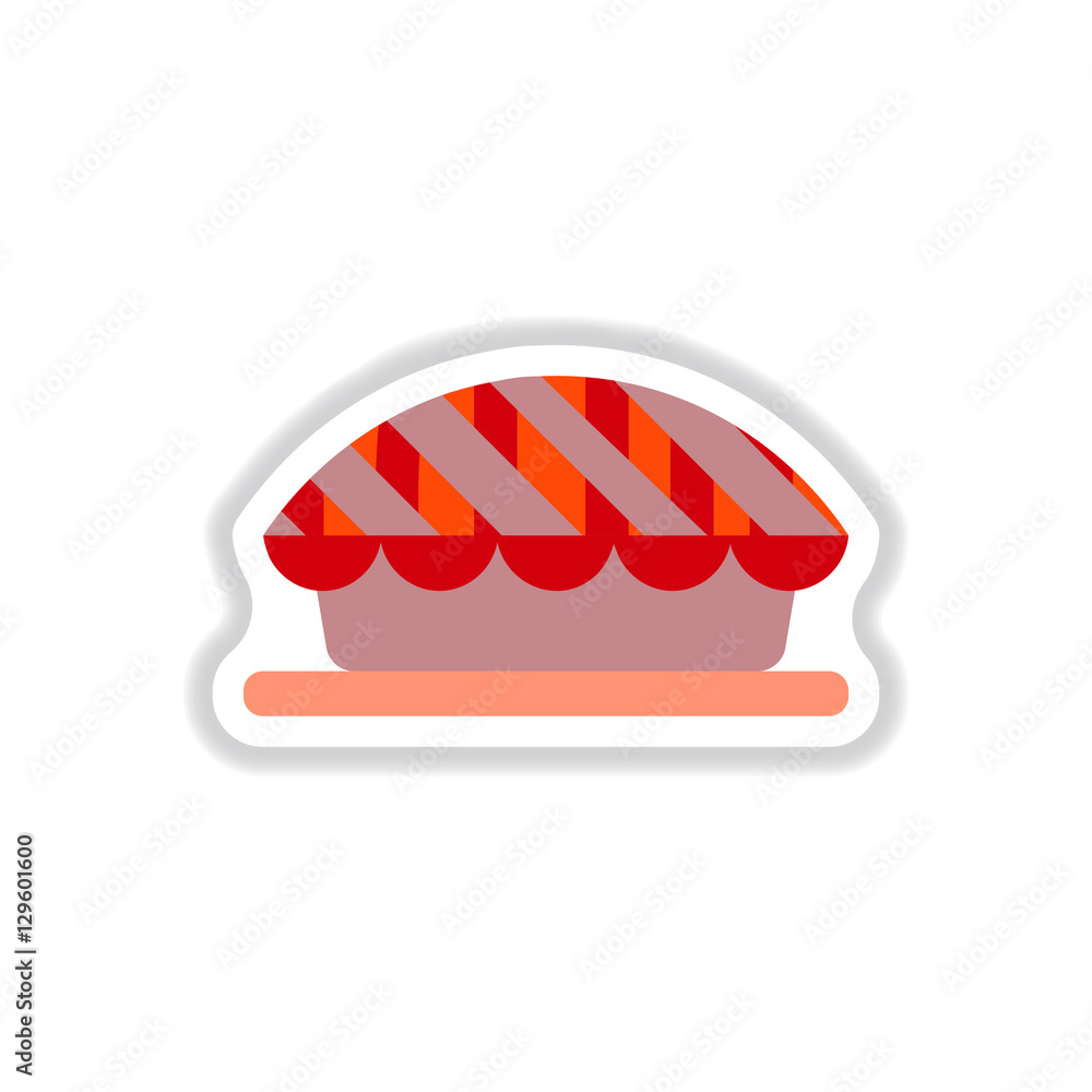pie Vector illustration in paper sticker style delicious pie on plate pie Vector illustration in paper sticker style delicious pie on plate
