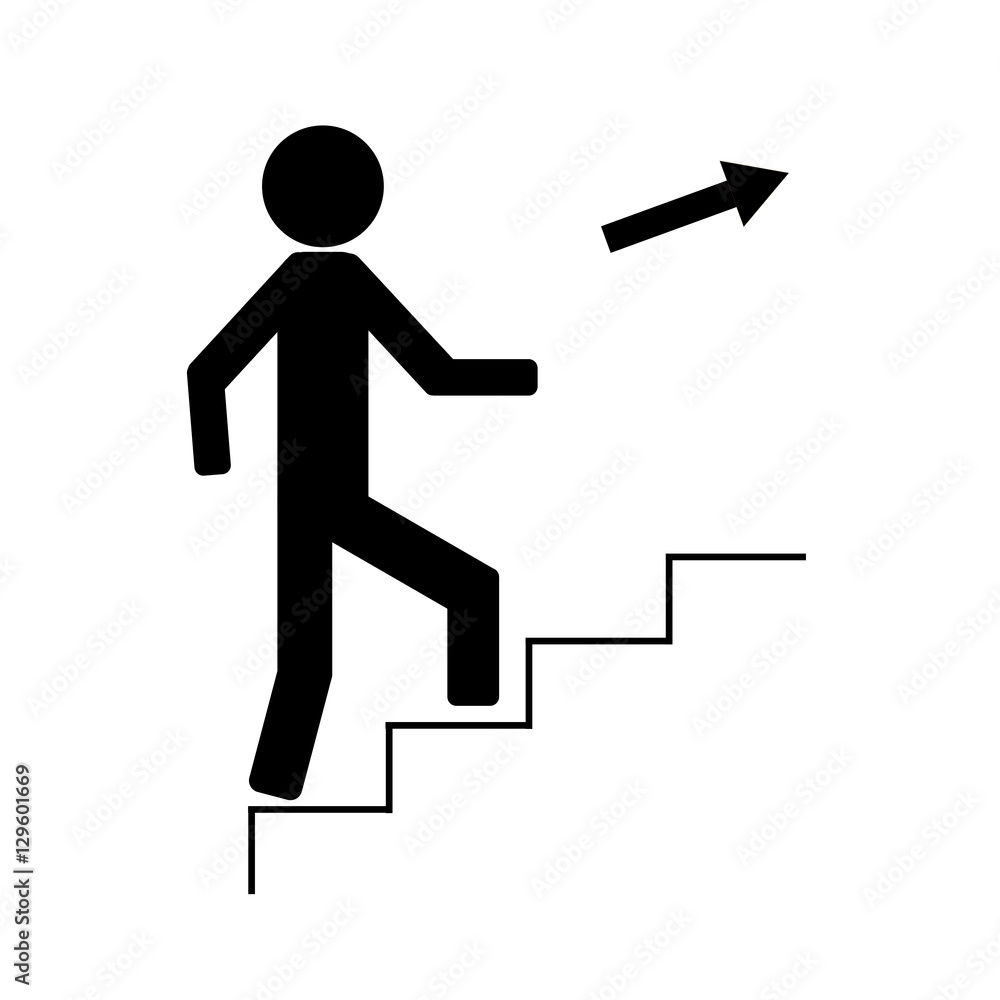 man climbing the stairs, icon, vector illustration man climbing the stairs, icon, vector illustration