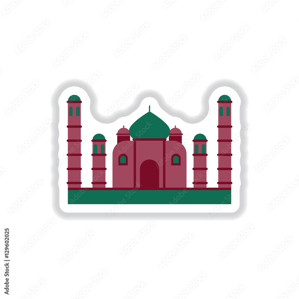 temple Vector illustration in paper sticker style Taj mahal temple