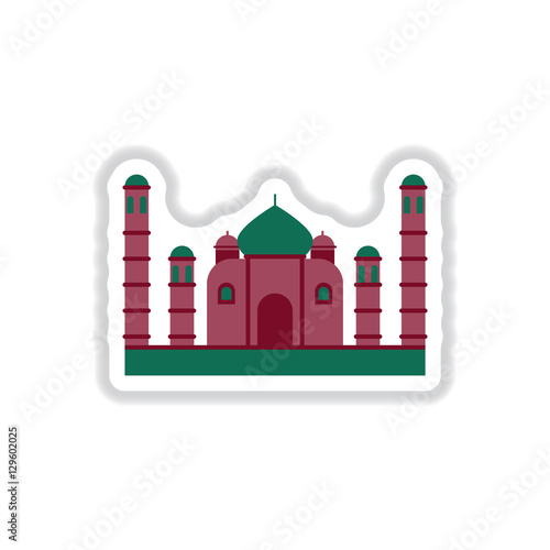 temple Vector illustration in paper sticker style Taj mahal temple