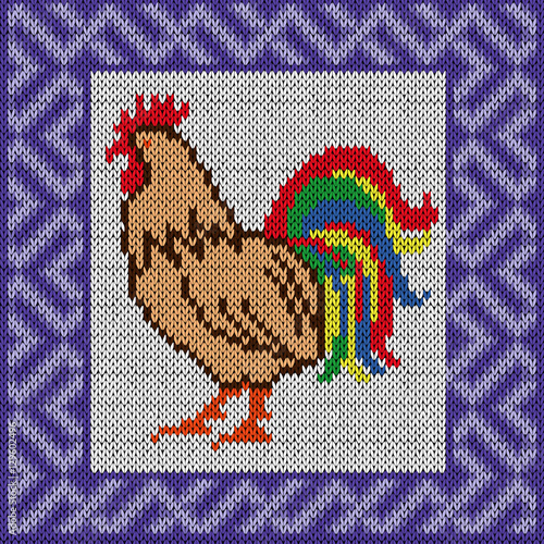 Knitted pattern with arrogant Rooster