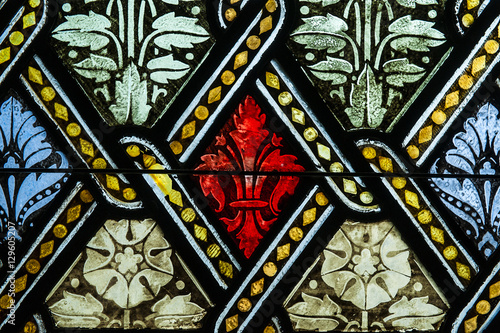 Stained glass window detail.