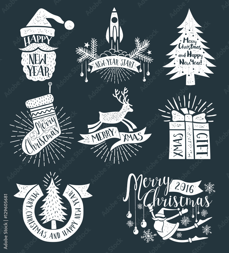Christmas retro logos