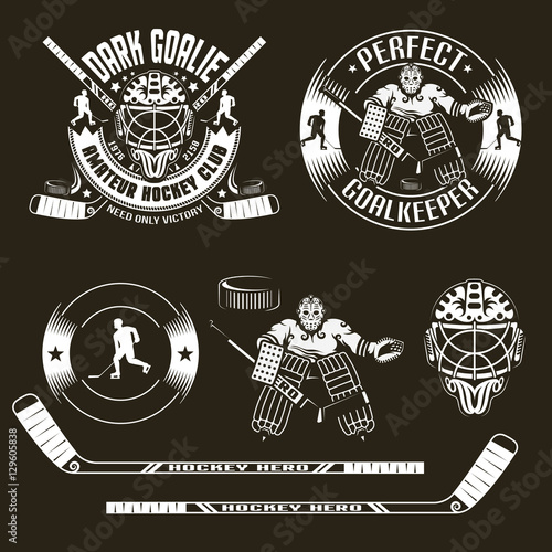 Hockey emblems with goalkeeper
