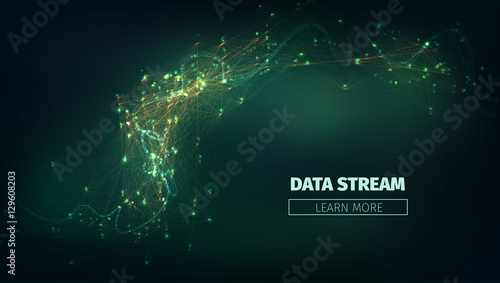 Abstract data stream vector background. Technology futuristic illustration. Network connection